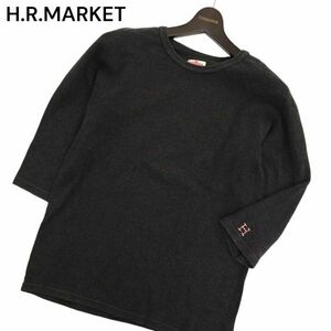 H.R.MARKET ハリウッドランチマーケット H刺繍★ ストレッチ フライス 7分袖 カットソー Tシャツ Sz.3　メンズ 灰 日本製　C4T02653_3#D