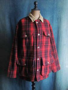 90sビンテージUSA1990年代POLO RALPH LURENポロラルフローレン赤黒チェック ハンティングジャケット マッキーノFILSON RRL WOOLRICH40s50s