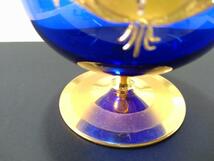 B60　ベネチアングラス　コニャックグラス　青金　金彩　装飾　伝統工芸　工芸ガラス　1個_画像3
