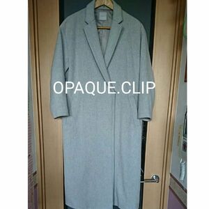 オペークドットクリップ OPAQUE.CLIP 毛ウール ロングコート オフホワイト グレー系 38 L XL　A09