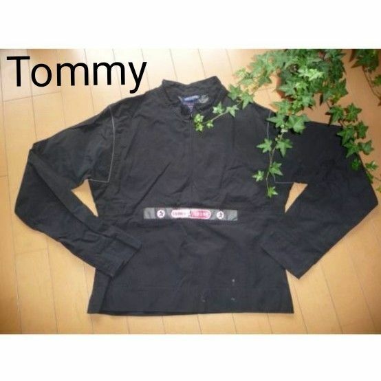 tommy jeans/トミージーンズ　黒ライダースJK　薄手ブルゾンS　557