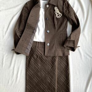 美品★BURBERRY LONDON★バーバリー 高級スカートスーツ チェック柄 レディースサイズ38Mフォーマルセットアップひざ丈入学式通勤ビジネスの画像2