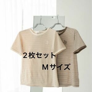 【本日限定価格】新品　しまむら　tal.by yumi.　ボーダーTシャツ　淡茶　中薄橙　M