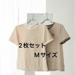 【本日限定価格】新品　しまむら　tal.by yumi.　ボーダーTシャツ　淡茶　中薄橙　M