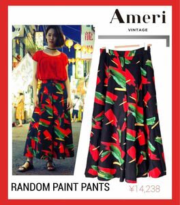 訳あり Ameri VINTAGE アメリヴィンテージ RANDOM PAINT PANTS フラワーパンツ M ブラック