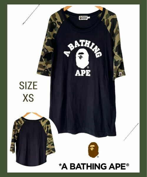 A BATHING APE アベイシングエイプ コットンワンピース 迷彩 ブラック SIZE XS 