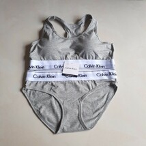 新品 Sサイズ　カルバンクライン　ブラ&ショーツセット　上下セット　グレーとブラックセット　下着 Calvin klein 未使用_画像3