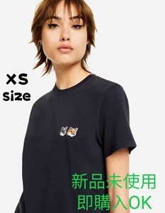 XSサイズ MAISON KITSUNE メゾンキツネ 刺繍ロゴ　フォックス Tシャツ ダブル フォックス Tシャツ ブラック 新品未使用