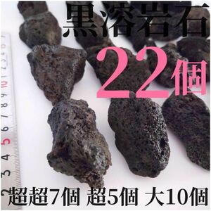 黒溶岩石 22個 【超超7超5大10】☆アクアリウム、テラリウム、苔リウムに最適