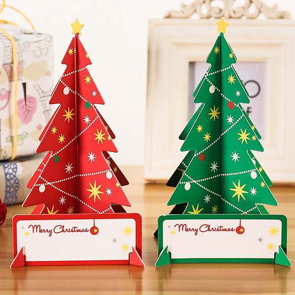 adu-a2 Árbol de Navidad Tarjeta de Mensaje Carta Juego de 2 (Rojo Verde) Tarjeta de Navidad Adorno, impresos, tarjeta postal, Tarjeta postal, otros