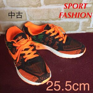 [ распродажа! бесплатная доставка!]A-353 SPORT FASHION! бег обувь! спортивные туфли!25.5cm! черный! флуоресценция orange! модный! ходьба! б/у!