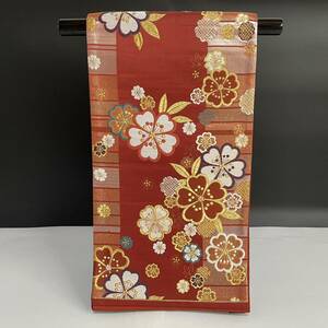 ■呉服屋　禅■ 未使用品！金銀糸箔 桜の花 紅葉 西陣織 六通 袋帯 高級正絹 上代498,000円 フォーマル帯 和装 和服 #KUR092.