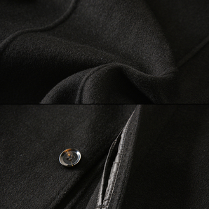 両面ウール コート■新品 高品質 メンズ 秋冬 厚手 折り襟 ロングコート ロングジャケット アウター ブラック A9023 表記XL(L-XL程度)の画像8