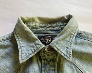 名作.RRL デニム ウエスタンシャツ Sサイズ USED加工 vintage ビンテージ ジョニーデップ スタッズ denim シャンブレー アメカジ 