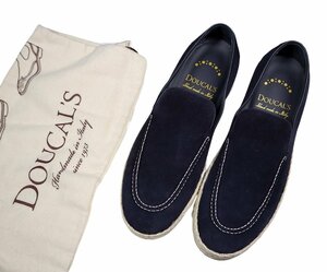 夏の都会派リッチエスパ！【 DOUCAL'S / デュカルス (伊 】上品ネイビースエード × 清涼ジュートソールの スリッポンスニーカー 41