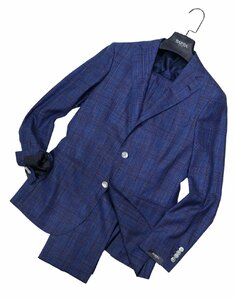 .. Exe ..., luxury hand. spring summer suit style![ BARBA / bar ba(.] Ricci . gloss . Kiyoshi . feeling. blue navy blue wool silk linen suit 48 /M