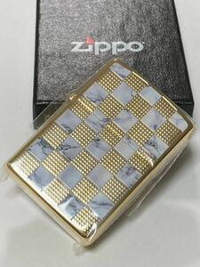 大理石 柄 ゴールド チェック ホワイト ZIPPO