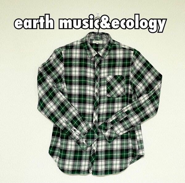 ◆美品◆earth music&ecology ネルシャツ Mサイズ グリーン