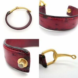 【１円～】GUCCI ホースビット ブレスレット オーストリッチ 赤 GP バングル ヴィンテージ◆レターパック520円発送◆質屋 神戸つじのの画像10