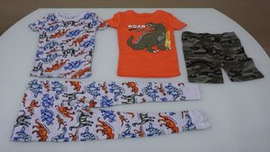 B771-1570456 KHQ キッズ 子供服 4枚セット 上下 US/4T JP/110㎝ 3才～4才 恐竜 男の子 半ズボン 長ズボン 半袖 パジャマ 洋服