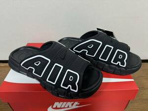 ★26cm US8 新品未使用 ナイキ エア モア アップテンポ スライド ブラック/ホワイト Nike Air More Uptempo Slide Black/White DV2132-001