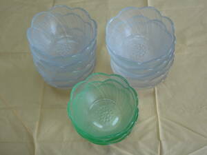●ガラス鉢　Φ12.5cm●透明10個、緑３個セット●小鉢●ガラス食器 器●サラダボオル●サラダ鉢