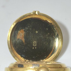 K18 金製 懐中時計 重さ約124g アンティーク 手巻き ジャンク扱い の画像7