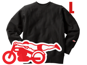 Champion Reverse Weave TYPE 袖スピードアディクト SWEAT BLACK × RED L/チャンピオンリバースウィーブインディアンモトサイクル青タグ