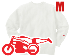Champion Reverse Weave TYPE 袖スピードアディクト SWEAT WHITE × RED M/チャンピオンリバースウィーブスウェットワンポイントロゴ90s