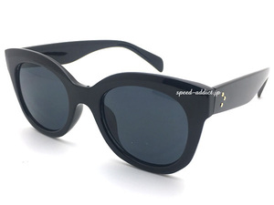 FOX SUNGLASS BLACK × SMOKE/フォックスフレームサングラスブラックスモーク黒伊達眼鏡メガネめがねキツネ目小悪魔小顔モンロー型猫目妖艶