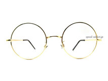 丸眼鏡 for JAPANESE SUNGLASS GOLD × CLEAR + メガネケース BLACK/丸メガネ丸めがねロイドクラシカル昭和レトロ定番フレームシェイプ_画像3