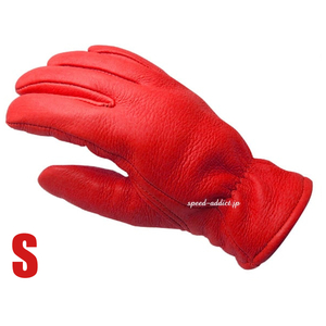 CHURCHILL GLOVE RED S/チャーチルグローブ赤レッド裏地なし鹿革ディアスキン本革春用夏用春夏用秋用定番バイク用手袋レザーグローブメンズ