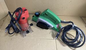 P0327-4 makita マキタ 電気カンナ 電動かんなM1900 + E-Value トリマ EWT-400 2点まとめ 現状品