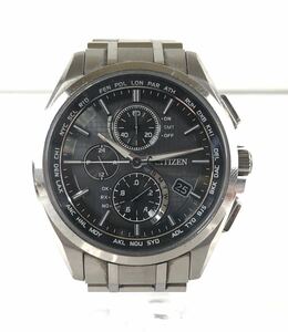 【SR257】稼動品 CITIZEN シチズン ATTESA アテッサ H804-T018696 エコドライブ クロノグラフ 電波ソーラー 黒文字盤 メンズ腕時計 φ51.9 