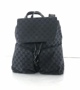 【SM948】GUCCI グッチ GG柄 リュックサック バックパック キャンバス レザー ブラック 黒 033・0238 0020058 バック 袋付き