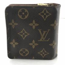 【SM962】LOUISVUITTON ルイヴィトン モノグラム コンパクトジップ 二つ折り財布 ウォレット 小銭入れ お札入れ ブラウン系 SD0037 財布_画像3