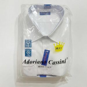 280 未使用 Adoriano Cassini アドリアーノ カッシーニ ストライプ ワイシャツ 3枚セット 3L イージーケア ビジネス オフィス 白 40301K