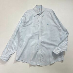 299 Brooks Brothers 1818 ストライプ オックスフォード ボタンダウン 長袖 シャツ L ノンアイロン ストレッチ REGENT FIT ロゴ刺繍 40314J