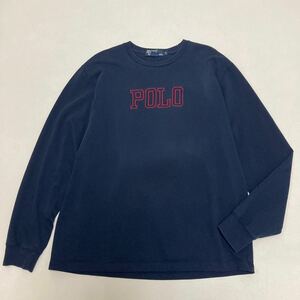 304 POLO RALPH LAUREN クルーネック 長袖Tシャツ ロンT カットソー M ビッグロゴ刺繍 ロングスリーブ プルオーバー 40302I