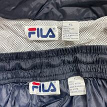 253 FILA フィラ ナイロン ウォームアップ セットアップ 上下 XL トレーニングウェア ウインドブレーカー ロゴ刺繍 スポーツ 紺 40305B_画像5