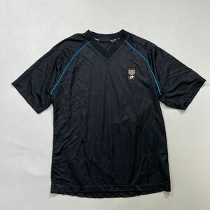 62 lotto ロット ストレッチ Vネック 半袖 トップス Tシャツ サイズXL ロゴワッペン サッカー スポーツ トレーニング ブラック 黒 40308B