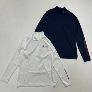 63 le coq sportif ルコック GOLF ゴルフ ハイネック トップス L ロゴプリント スポーツ トレーニング ホワイト ネイビー 40315T