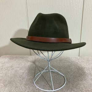 NN ブリクストン BRIXTO ブリクストン fedora HAT フェドラハット ウール サイズL 60cm ダークグリーン クラシック 中折れ 帽子 40319M