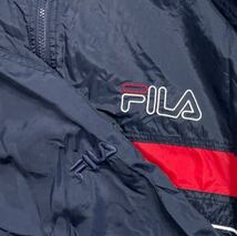 253 FILA フィラ ナイロン ウォームアップ セットアップ 上下 XL トレーニングウェア ウインドブレーカー ロゴ刺繍 スポーツ 紺 40305B_画像6