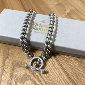 希少 ヴィヴィアンウエストウッド Vivienne Westwood ネックレス ボーン チョーカー アクセサリー チェーン クリスタル 箱付きの画像6