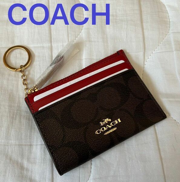 ［送料無料］新品◆コーチ COACH◆88208 財布 キーリング付 小銭入れ コインケース キーケース パスケース、IDケース 赤