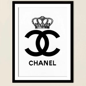 G082 アートポスター CHANEL シャネル インテリア モノクロ ティアラ