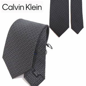 新品 定価1.4万 カルバンクライン 日本製 シルク100% 総柄 ネクタイ CALVIN KLEIN ビジネス オンワード樫山 黒