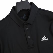 R199 新品 アディダスゴルフ ビッグロゴ ボタンダウン ポロシャツ 長袖 (サイズ:2XL) adidas GOLF ゴルフウェア ブラック_画像3