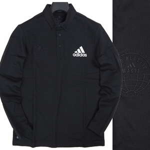 R207 新品 アディダスゴルフ ボタンダウン ポロシャツ 長袖 (サイズ:XL) adidas GOLF ゴルフウェア ブラック